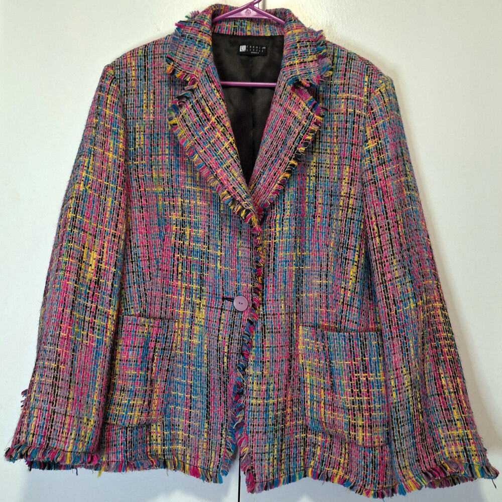 Carole Little Vintage Bloucle Multicolor Blazer Suit Jacket Womens 3X*